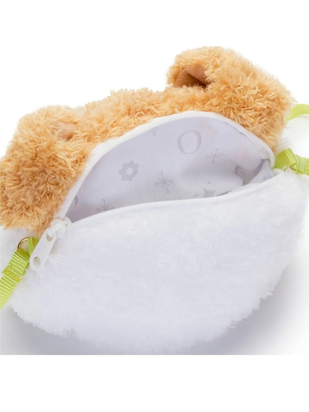 FAO Schwarz Tan and White Plush Dog Toy with Bright Yellow Ball